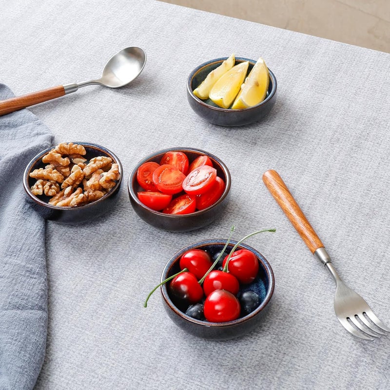 NUTRIUPS 4 Pack Soy Sauce Dish 2oz Ceramic Dipping Bowls 3.65inch Dipping Sauce Bowl Small Bowls for Side Dishes (Starry Sky Blue-Set of 4) - Image 3
